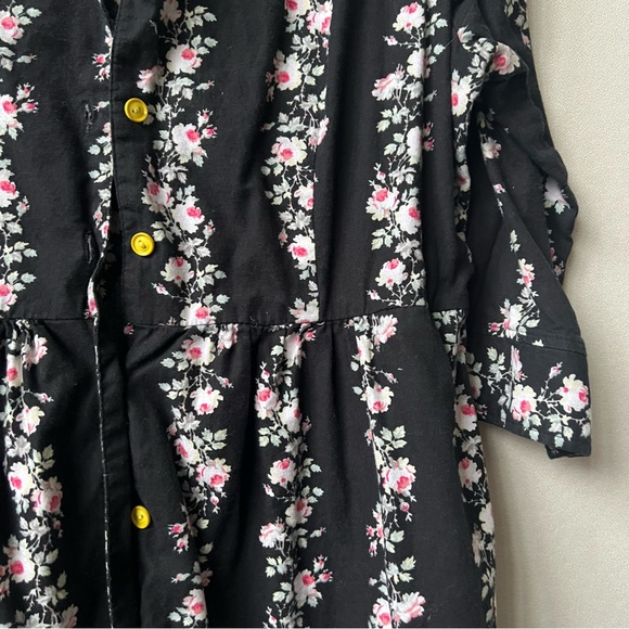 Vintage Black & White Floral Dress + Pink/Yellow - Picture 4 of 9